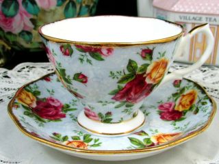 Royal Albert Old Country Roses Blue Damask Tea Cup And Saucer