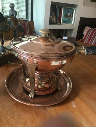 Vintage Joseph Heinrichs Copper Chafing Dish
