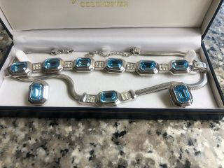 Rare Christian Dior Blue Stone Vintage Necklace Earrings Bracelet Set