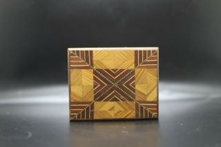 Vintage Art Deco Small Inlay Wooden Trinket Box Hinged Lid Geometric