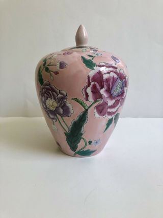 Vintage Hand Painted Floral Finger Jar Pink With Flowers Marked Cp