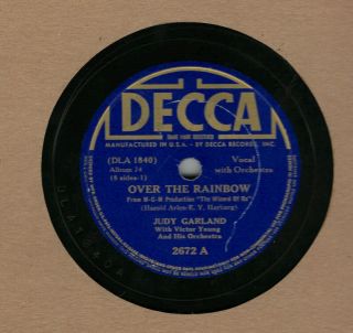 78 Rpm Judy Garland Decca 2672 Over The Rainbow In V (wizard Of Oz Songs)