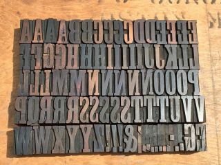 Antique Vtg Vanderburgh & Wells Wood Letterpress Print Type Block A - Z Letter Set