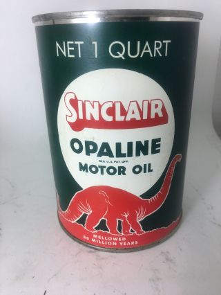 Vintage 1 Quart Sinclair Opaline Motor Oil Can Red Dino