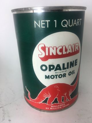 Vintage 1 Quart Sinclair Opaline Motor Oil Can Red Dino 2