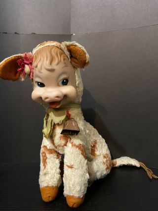 Vintage Rushton Cow Rubber Face Plush Stuffed Animal