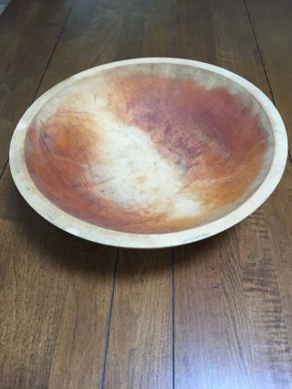 Vintage Wood Wooden Dough Bowl Farmhouse Country Kitchen Salad 12 3/4” Oval
