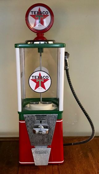 Vintage Texaco Gas Oak Gumball Machine/candy Machine W/ Key