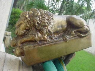 Antonio Canova 1757 - 1822 Guardian Lion Metal Statue Brass Or Bronze.