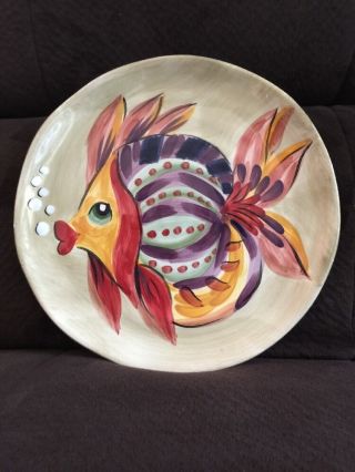 Tabletops Gallery Under The Sea Ceramic Fish Plate 11 " Hand Painted