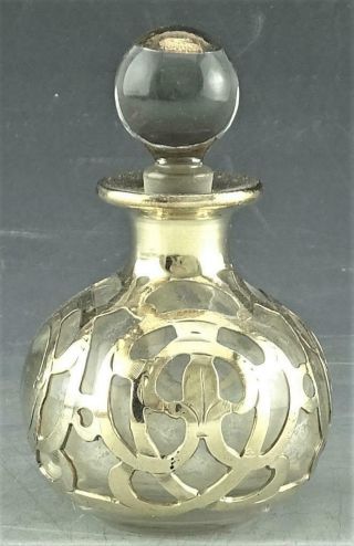Antique Alvin.  999 Pure Silver Overlay Blown Glass Perfume Full Hallmarks No Rsv