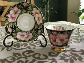Royal Albert Provincial Flowers " Alberta Rose " Footed Tea Cup & Saucer England