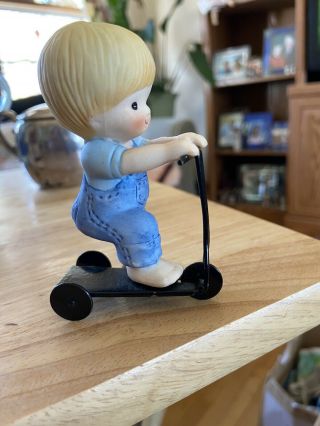 Rare Enesco Country Cousins Scooter - Porcelain Figurine Riding On A Scooter