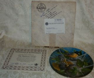 1985 The Baltimore Oriole PLATE by Kevin Daniel Third Issue w/Box & 3
