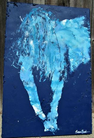 Gorgeous Large Abstract Vintage Signed Oil Painting Of Horse Mid Century Modern