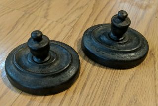 Pair Antique Paperweights Victorian American Cast Iron 19th Century