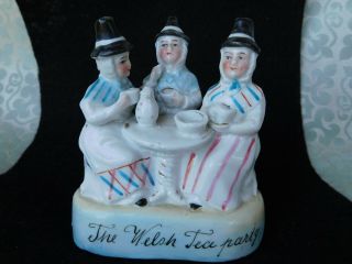 Antique Vintage German Fairing Figurine " The Welsh Tea Party "