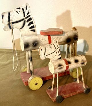 2 Very Rare 1935 Vintage Fisher Price Ride On Hobby Horse Antique,  Prototype