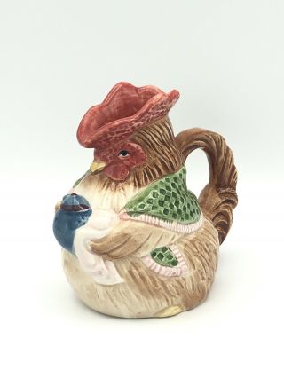 Vintage Fitz And Floyd Ceramic Creamer Pitcher Rooster 1987 Chicken Hen Ff