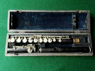 Antique Vintage Old Wooden Blackwood Boehm Flute Montague Brothers & Co London