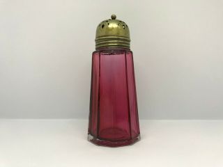 Vintage Victorian Cranberry Glass Muffineer Sugar Shaker