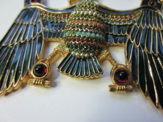 Vintage D ' Orlan Runway Egyptian Revival Necklace Enamel Cabochon Big Links 3