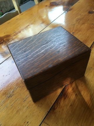 Antique Oak Wood Dovetail Index File Card Usa Box Fits 4 X 6 " Cards Recipes