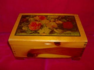 Antique Wooden Vintage Trinket Box Small Doll Type Cedar Chest 8 X 5 1/2