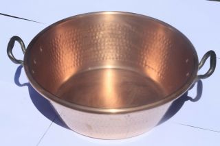 Vintage Copper Jam Jelly Confiture Pan Hammered W Thick Rolled Rim 8.  2lbs 16inch