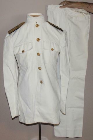 Pre Wwii Us Navy Usn 2 Star Rear Admiral Summer Whites Uniform Vintage