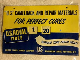 Vintage 1951 U.  S.  Royal Tires Camelback Tin Over Cardboard Sign