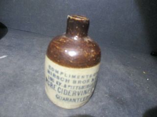 Vintage Antique Stoneware Mini Jug Hirsch Bros Cider Vinegar Ky E115 Pl