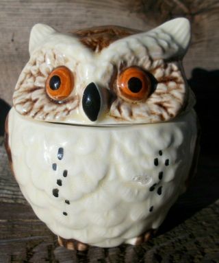 Vintage Enesco Japan Brown Owl Creamer Sugar Bowl Toothpick Holder 1979 2