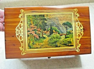 Vintage Ornate Small Wood Cedar Box Jewelry Trinket Keepsake Box Old