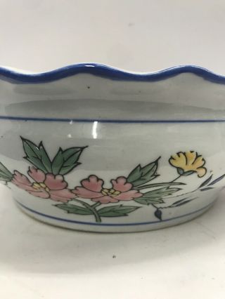 Chinese Porcelain Planter Flower Pot Hand - painted Vintage 10” Diameter China 2