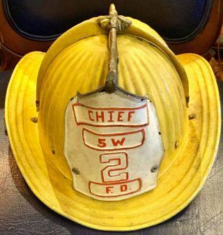 Vintage Cairns & Brothers Metal Fire Chief Firefighter Fireman’s Helmet,  Ray Ray