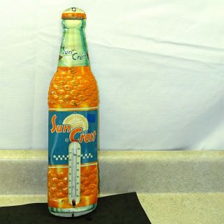 Vintage Advertising Thermometer Sun Crest,  Orange Pop Soda,