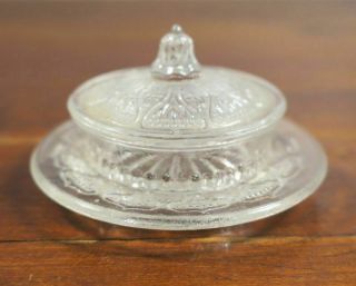 Antique Germany Pressed Glass Salt Dip With Lid Cover.  1c