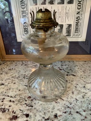 Antique Vintage Clear Glass Kerosene Oil Table Lamp (7)