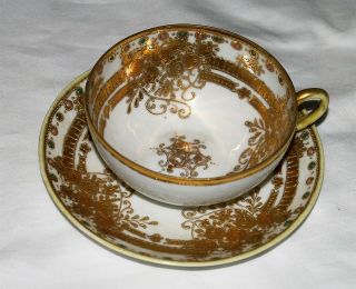 Antique Nippon Noritake Rc Japan Ornate Gold Encrusted Cup & Saucer With Moriage