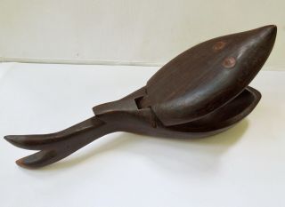 Vintage Folk/tramp Art Hand - Carved Wood Fish Shark? Hinged Trinket Stash Box 10 "