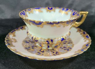 Vintage Tea Cup & Saucer Cobalt Blue And Gold Fancy Demitasse T12