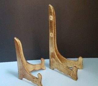 Vintage Pair Florentine Italy Wood Gold Gilt Picture Easel Stand Holder Display