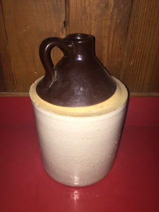 Vintage Brown Stoneware 1 Gallon Jug Crock Moonshine Whiskey
