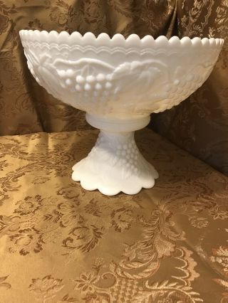 Vintage Grape By Imperial Glass - Ohio Milk Glass Punch Bowl