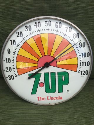 Vintage 7up 7 Up Peter Max Soda Pop Gas Oil 12 " Metal Thermometer Sign Porcelain