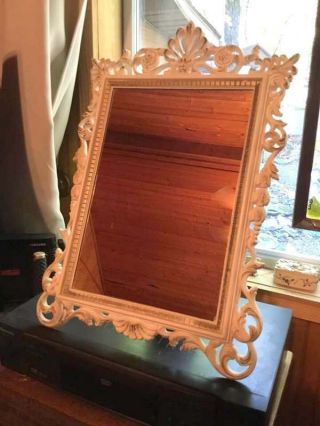 Vintage Wood Framed Vanity Mirror Table Top - Shabby Chic