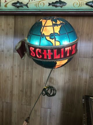 Schlitz Spinning Motion Globe Beer Sign Wall Mount Milwaukee Vintage