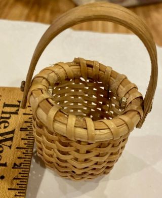 Vintage Miniature Handmade Woven Basket For Doll Houses Or Doll Accessory