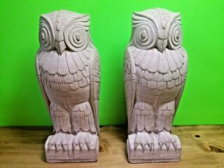 Vintage Set Of 2 The Library Of Congress Art Deco Owl Bookends Large Heavy